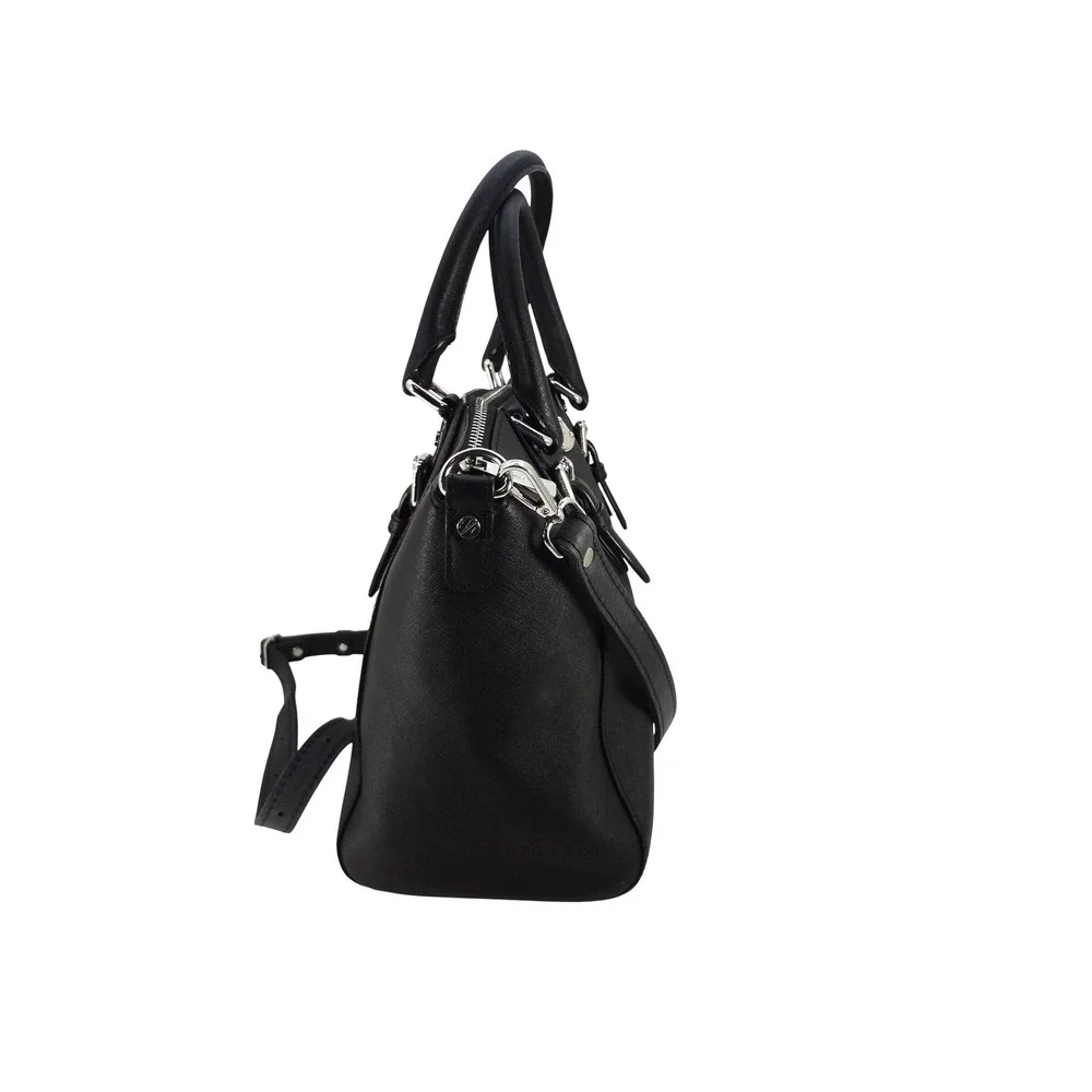Michael Kors Ciara Satchel Black Saffiano Leather Silver Hardware Handbag - Picture 4 of 7